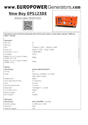 Dízel generátorok Europower New Boy EPS123DE (S)