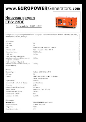 Dízel generátorok Europower New Boy EPS123DE (S)