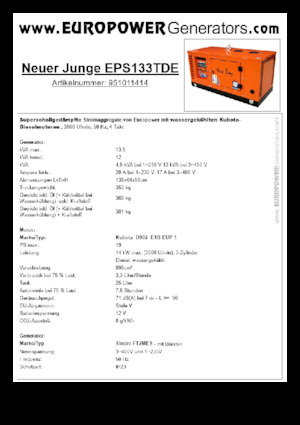 Dízel generátorok Europower New Boy EPS133TDE (S)