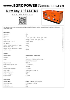 Dízel generátorok Europower New Boy EPS133TDE (S)