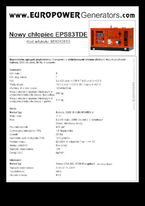 Dízel generátorok Europower New Boy EPS83TDE (S)