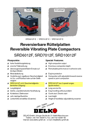 Kétirányú vibrolapok Delko SRD 7012 F/-E