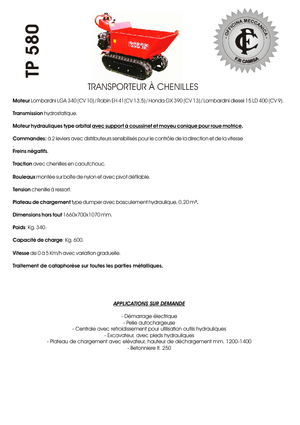 Lánctalpas dömperek Camisa TP 580