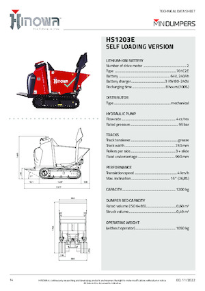 Elektromos lánctalpas dömperek Hinowa HS1203E