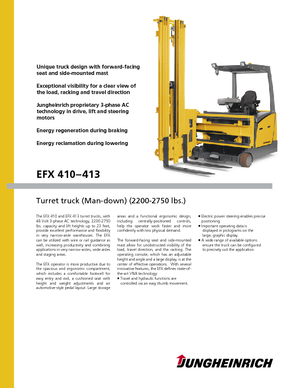 Elektromos oldalvilás taroncák Jungheinrich EFX 413