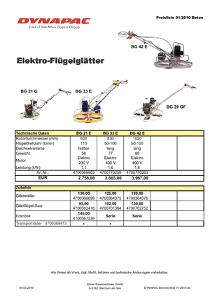 Gyalogkiséretű simítók Dynapac BG 33 E