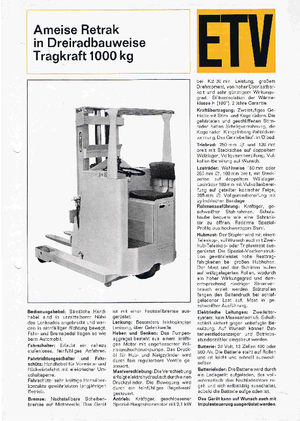 Felrakó targoncák Jungheinrich Retrak ETM/ETV 10