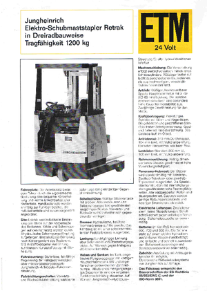 Felrakó targoncák Jungheinrich Retrak ETM/ETV 12