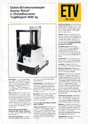 Felrakó targoncák Jungheinrich Retrak ETM/ETV 25