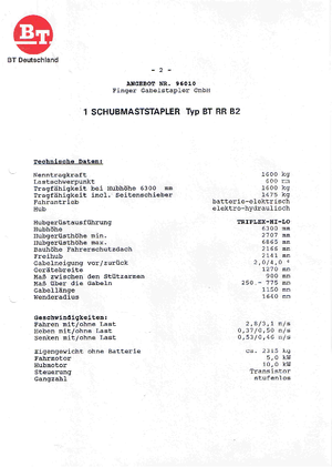 Felrakó targoncák BT RR-B 2 Reflex