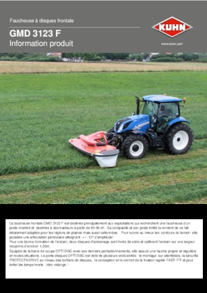Előre szerelhető kaszák - tárcsa cond. nélkül Kuhn GMD 3123 F-FF
