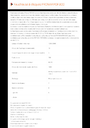 Előre szerelhető kaszák - tárcsa cond. nélkül Pronar PDF 300