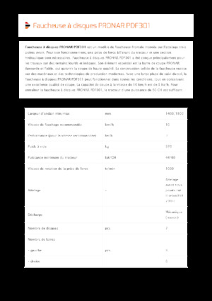 Előre szerelhető kaszák - tárcsa cond. nélkül Pronar PDF 301