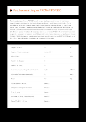 Előre szerelhető kaszák - tárcsa cond. nélkül Pronar PDF 390