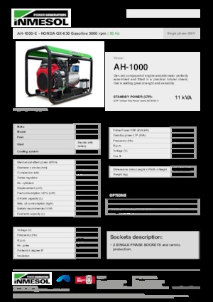 Benzines generátorok INMESOL AH-1000-E