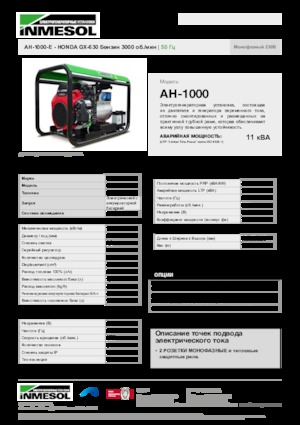 Benzines generátorok INMESOL AH-1000-E