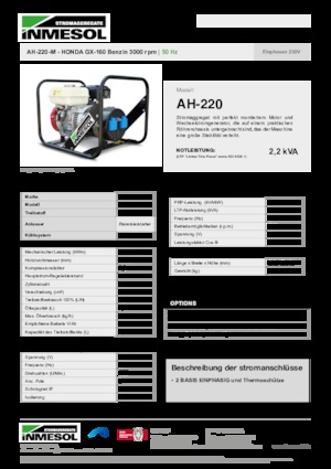 Benzines generátorok INMESOL AH-220-M