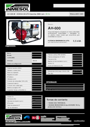 Benzines generátorok INMESOL AH-600-M