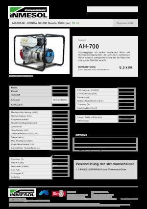 Benzines generátorok INMESOL AH-700-M