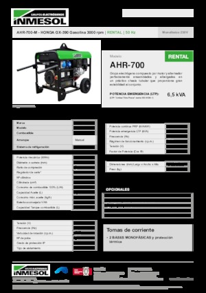 Benzines generátorok INMESOL AHR-700-M