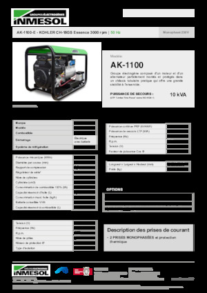 Benzines generátorok INMESOL AK-1100-E