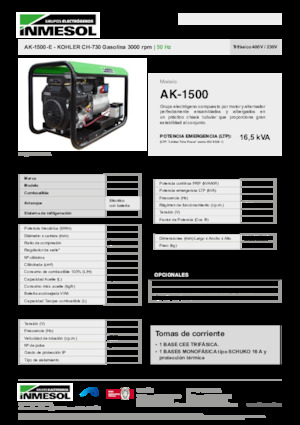 Benzines generátorok INMESOL AK-1500-E