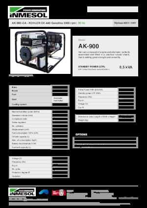 Benzines generátorok INMESOL AK-900-CA