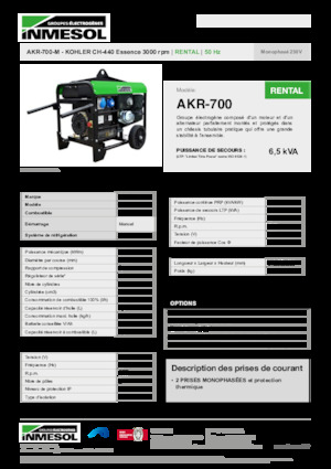 Benzines generátorok INMESOL AKR-700-M
