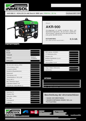 Benzines generátorok INMESOL AKR-900-E