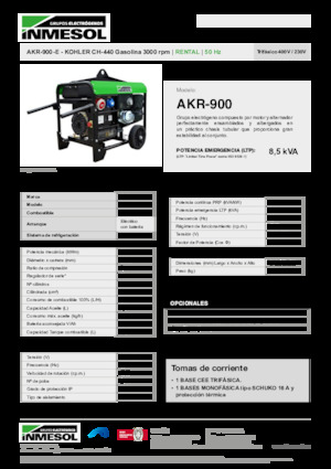 Benzines generátorok INMESOL AKR-900-E