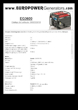 Benzines generátorok Europower EG3600