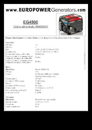 Benzines generátorok Europower EG4500