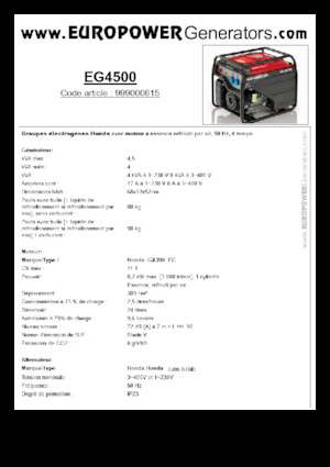 Benzines generátorok Europower EG4500