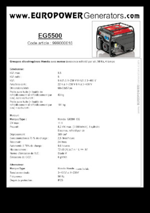 Benzines generátorok Europower EG5500