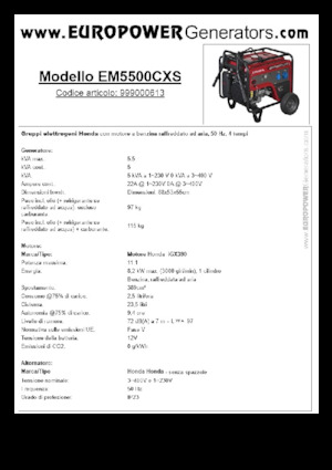 Benzines generátorok Europower EM5500CXS