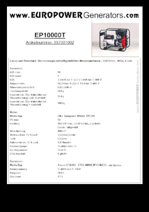 Benzines generátorok Europower EP10000T (S)
