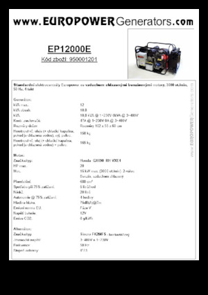 Benzines generátorok Europower EP12000E (S)
