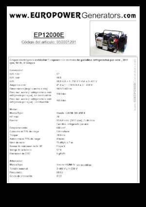 Benzines generátorok Europower EP12000E (S)