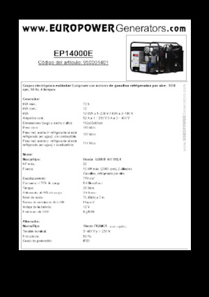 Benzines generátorok Europower EP14000E (S)