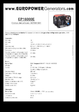 Benzines generátorok Europower EP16000E (S)