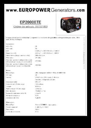 Benzines generátorok Europower EP20000TE (S)