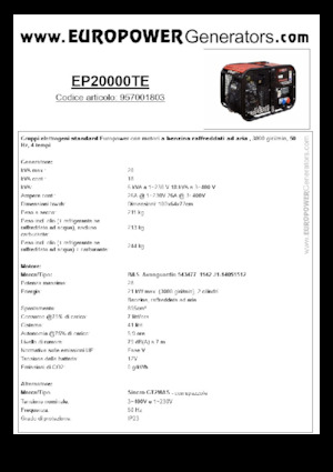 Benzines generátorok Europower EP20000TE (S)