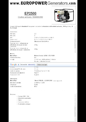 Benzines generátorok Europower EP2500 (S)