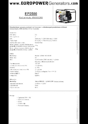 Benzines generátorok Europower EP2500 (S)