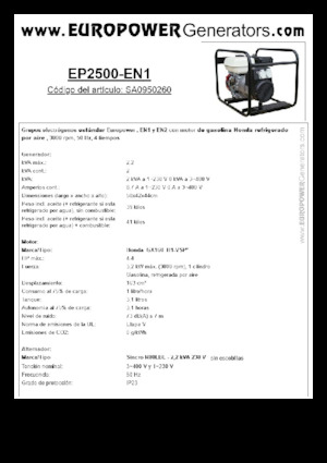 Benzines generátorok Europower EP2500-EN1 (S)
