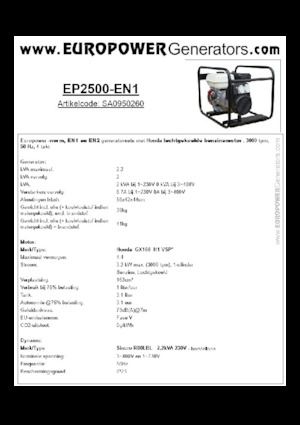 Benzines generátorok Europower EP2500-EN1 (S)