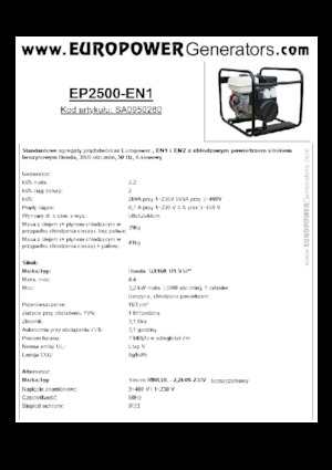 Benzines generátorok Europower EP2500-EN1 (S)