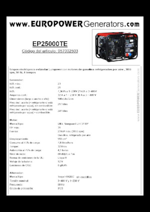 Benzines generátorok Europower EP25000TE (S)