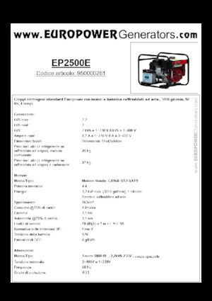 Benzines generátorok Europower EP2500E (S)