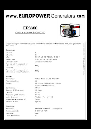 Benzines generátorok Europower EP3300 (MA)